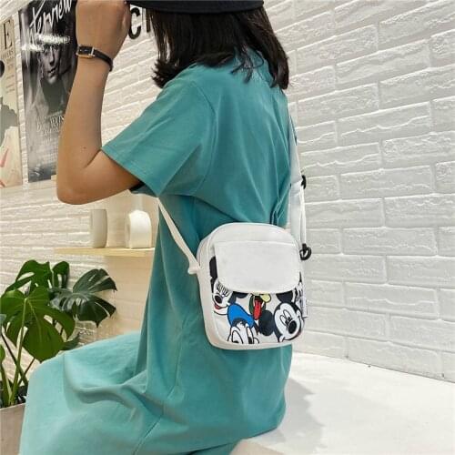 Disney summer new fashion canvas shoulder small bag cartoon casual messenger female bag wild shopping mobile phone bag