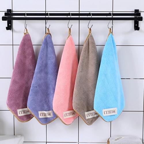 Wholesale 30*30 Children hand Square Towel Small Towel Warp Knitted Velvet High Density Coral Velvet Handkerchief Towel 2pcs