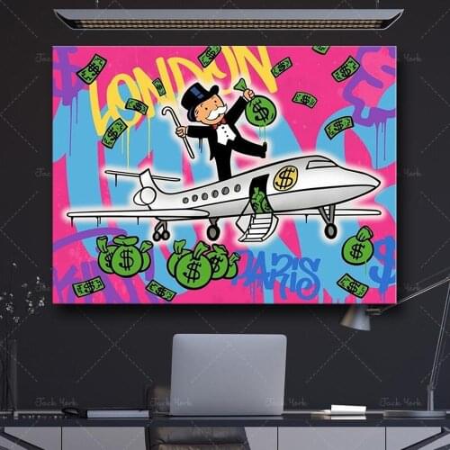 Original Custom Monopoly Man Acrylic Spray Painting On Canvas Free Shipping