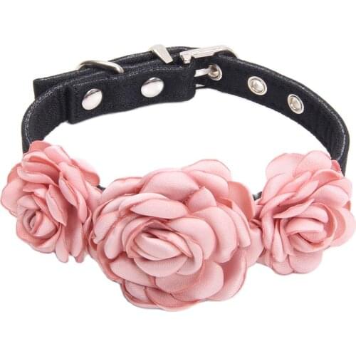 Pet Dog Collar Necklace Roses Flower Design Princess Cat Puppy Accessory 2 Sizes 4 Colours