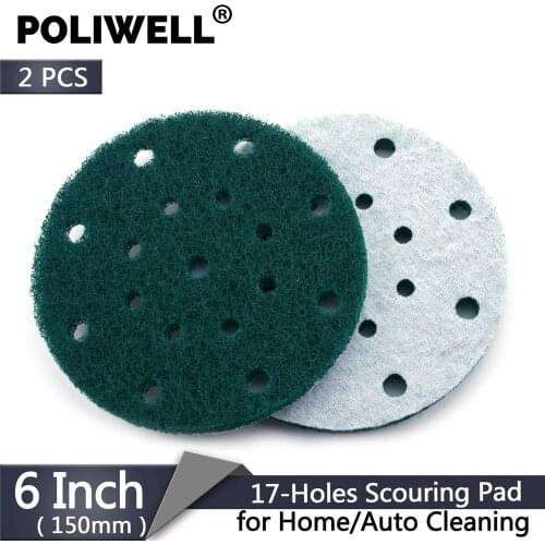 POLIWELL 2PCS 6 Inch 150mm 240/1000 Grit Scrubbing Pads Flocking Industrial Scouring Pad Heavy Duty Cleaning for Home Automotive