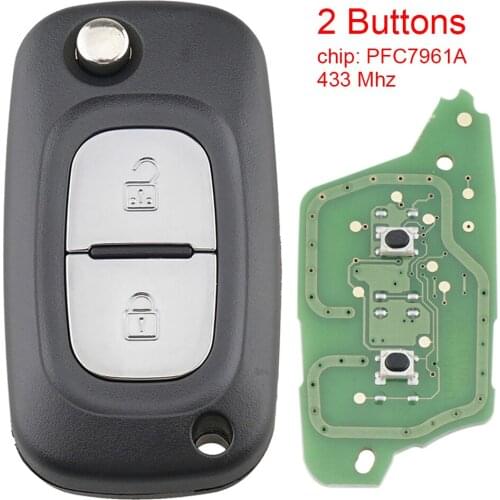 433MHz 2 Buttons Smart Car Remote Key with ID46 PFC7961A Chip Fit for Renault Clio III Clio 3 Kangoo Master Modus Twingo 2006