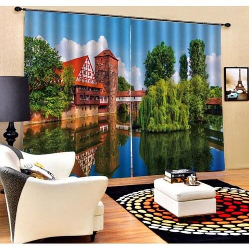 Green scenery curtains Customized size Luxury Blackout 3D Window Curtains For Living Room stereoscopic curtains