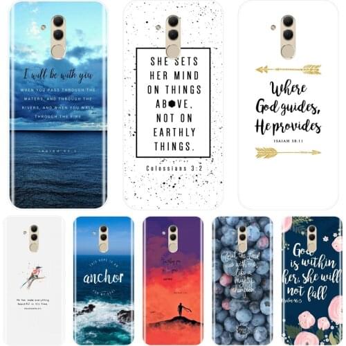 Phone Case Silicone For Huawei Mate 20 10 9 Pro Bible Verse Quotes Text Flower Soft Back Cover For Huawei Mate 7 8 9 10 20 Lite