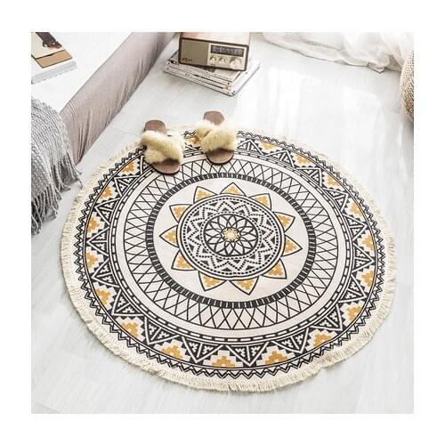 Nordic Cotton Linen Carpet Bedroom Living Room Sofa Chair Non-slip Household Floor Mat