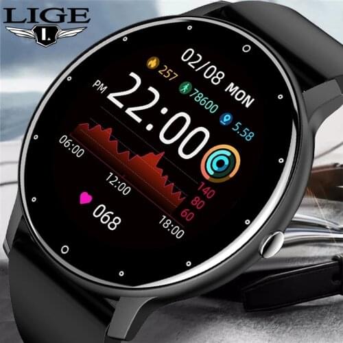LIGE Smart Watch Men Lady Sport Fitness Smartwatch Sleep Heart Rate Monitor Message Reminder Waterproof Watches For IOS Android
