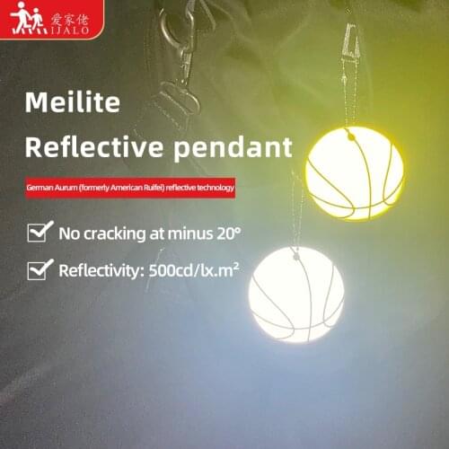 MEILITE 500 candle light Soft PVC Reflective basketball pendant charm bag accessories hanger reflective keychain for road safety