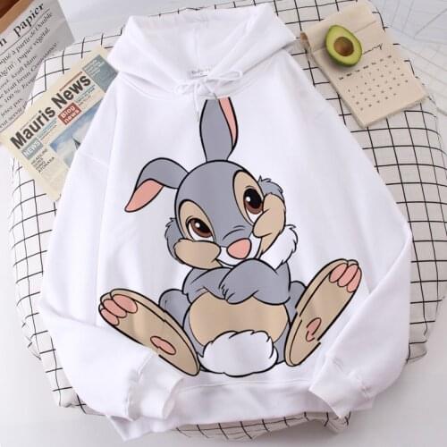 Disney Cartoon Hoodie Bambi Thumper Rabbit Top Fall/Winter Casual Oversized Women Kawaii Ulzzang Streetwear Harajuku Sweatshirt