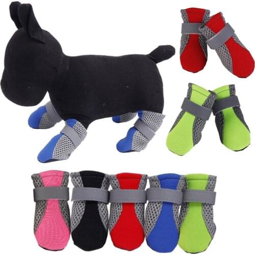 Comfortable And Breathable Anti-slip Dog Shoes Pet Paw Protector Boots Reflective Straps Dog Soft Sole Breathable Mesh Shoes