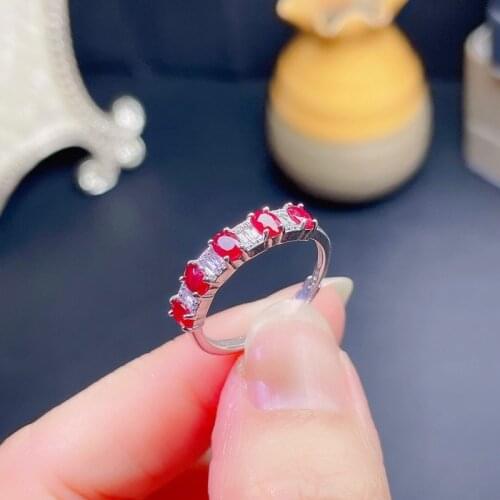 Jewelry 925 Silver Ruby Ring for Daily Wear 3mm*4mm Natural Ruby Silver Ring Brithday Gift for Young Girl