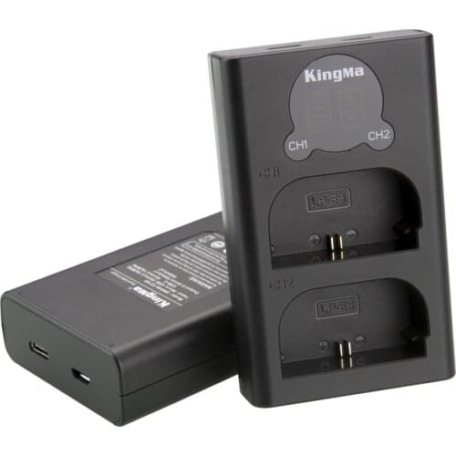 KingMa LP-E6 LPE6 Battery Charger USB Dual Charger with LCD Display For Canon EOS R 90D 80D 70D 60D 6D 6D2 7D 7D2 5D4 5D3 5D2