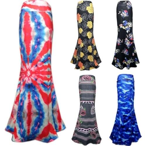 Plus Size Pinted Long Skirts Womens Maxi Skirt Summer Sexy Fashion Female Floral High Waist Pencil Skirts Women Mujer Faldas