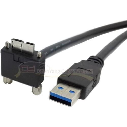 Zihan 90 Degree Right Angled Micro USB Screw Mount to USB 3.0 A Type Data Cable 1.2M