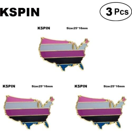 Gender Fluid Pride U.S.A Map Badge Lapel Pin Brooches Pins Flag badge Brooch Badges