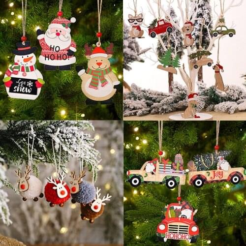 1pcs Merry Christmas Tree Ornaments Decorations for Home 2022 Xmas Santa Claus Wooden Christmas Tree Toys Gift New Years Decor