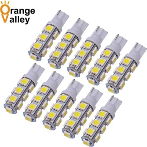 10Pcs High Quality T10 13 SMD 5050 W5W 194 501 LED Car Auto Clearance Interior Lights Wedge Door Instrument Side Bulb Lamp