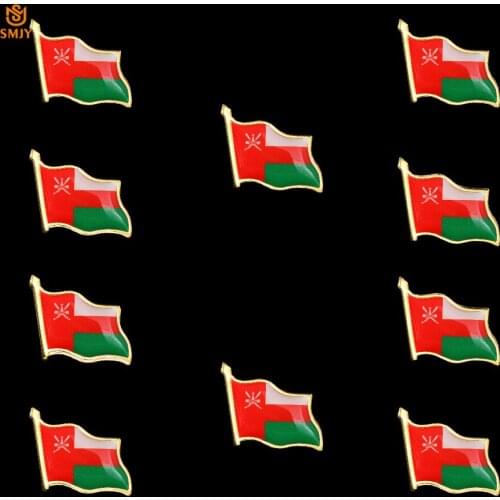 10PCS Sultanate Of Oman Flag Pin Asian Countries Banner Tie Suit Lapel Enamel Pins Brooch Badge Accessories Patriot Dress Up