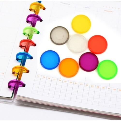 30Pcs 24mm Transparent Color Plastic Ring Buckle Notebook Binding Ring Loose-leaf Buckle Hand Book Disc Disc Office Wholesale