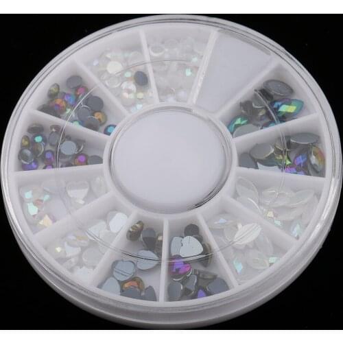 3D Nail Art Rhinestones Crystal Glitter Tips DIY Decoration Manicure Wheelx2