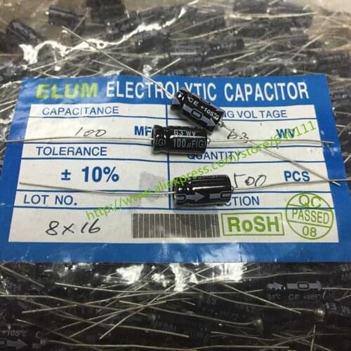 63v100uf Axial Electrolytic Capacitor 100UF 63V 8x16mm