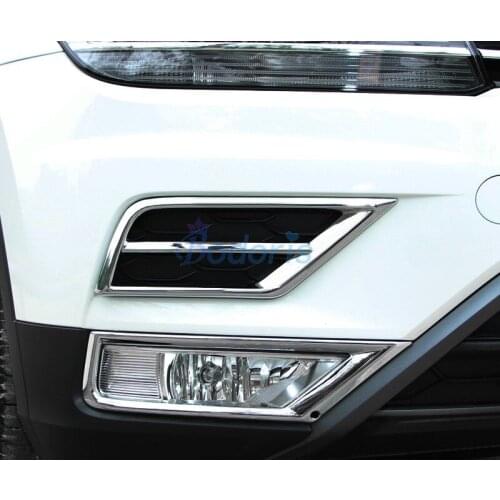 Car Styling Chrome Front Fog Lamp Cover Light Overlay Trim Panel 2016 2017 2018 For Volkswagen VW Tiguan Accessories