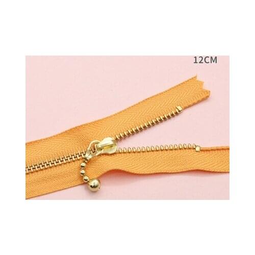 Free shipping 10pcs/lot Orange 12cm gold teeth zipper metal zipper water head diy craft bag zipper closed end zipper