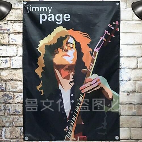 "Jimmy Page" Large Rock Flag Banners Four-Hole Wall Hanging Painting Bedroom Studio Party Music Festival Background Decoration