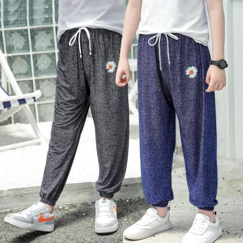 Boys Pants Girls Trousers Long Pants Soft Tencel Cotton Children Harem Pants Kids Cross Trousers Fashion Elastic Waist Loose Hot