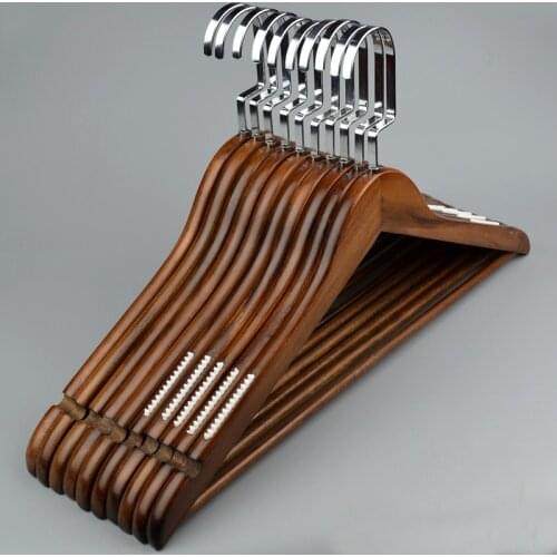 Sainwin 10pcs/lot 40cm Wood clothes hanger wholesale non-slip home clothes store no trace hotel adult rack