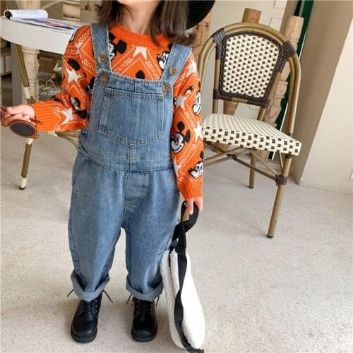 Girls Babys Kids Jean Overalls Pants 2021 Casual Spring Summer Toddler Cotton Beach Trousers Princess Childrens Clothing