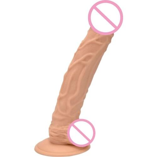 DOMI 26*4.5cm Realistic Dick Stimulator Penis Real Skin Feeling Sex Silicone Artificial Dildo for Women