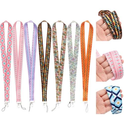 ER988 Fashion Bohemian Style Painting Art Key Chain Lanyard Neck Strap For Phone Keys USB ID Card Creative Lanyards Accessories