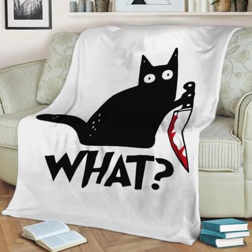 Black Cat Flannel Throw Blanket 3D Printed Keep Warm Sofa Child Blanket Home Decor Textiles Dream Family Gift