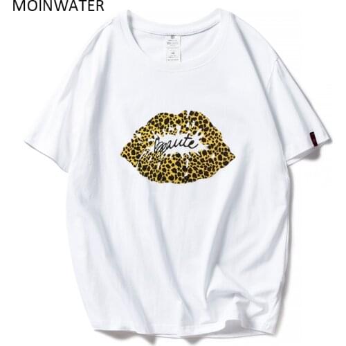 MOINWATER 2020 New Summer T shirts Women White Black Cotton Leopard T-shirts Lady Casual Tees Female Tops MT1912