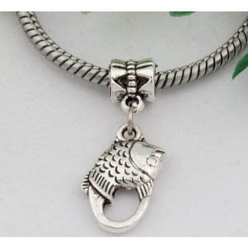 Hot ! 12pcs Zinc Alloy Fish Charms Dangle Bead Fit Charm Bracelet 11X30MM DIY Jewelry nm501