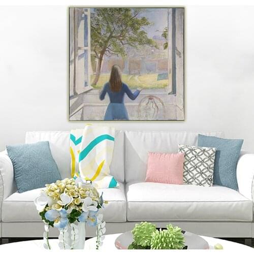 Holover Balthus"Young Girl At The Window"Canvas Oil Painting Western Art Decor Poster Wall Home Aesthetic Room Decoration