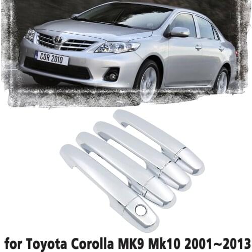 Chrome door handle cover trim protection cover for Toyota Corolla E120 E130 E140 E150 MK9 Mk10 2001~2013 Car accessory sticker