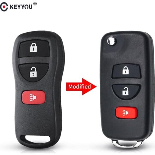 KEYYOU Modified 3 Buttons Remote Flip Folding Key Shell for Nissan Infiniti Xterra Frontier Muranon PATHFINDER TITAN