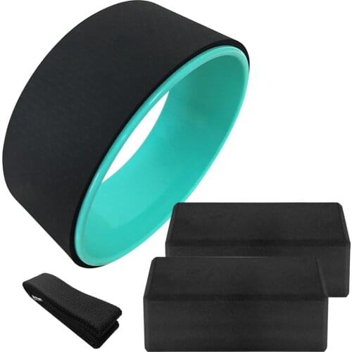 4PCS Yoga Equipment Set Yoga Wheel Cotton Stretching Strap Stability EVA Blocks Yoga Pilates Meditation Exercise Set