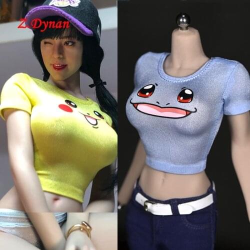 1/6 Scale Female Soldier Sexy Clothes Model 3D Tight Short-sleeved T-shirt for 12-inchTBLeague Action Figures Big Breast Body