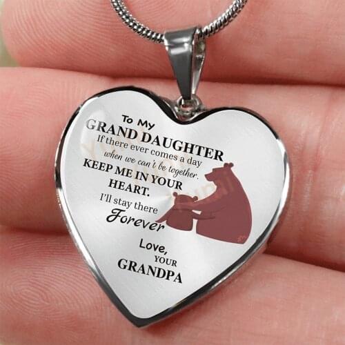 Cute Animal Heart Inspirational Necklace Love Your Grandma To My Granddaughter Necklaces for Girls Kids Jewelry Birthday Gift