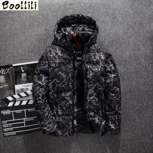Boollili Mens Down Jacket Winter Hooded Duck Down Coat Puffer Jacket Men Windproof Outdoor Parka Down Jackets
