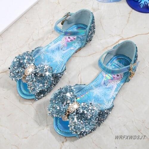 New Summer childrens shoes fashion frozen princess shoes girls dancing shoes pearl lace non-slip single Sandals size 22