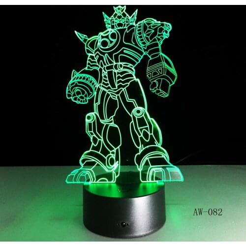New Cool Anime Transformation 3D Lamp Kids Toys Action Figures Movie Robot LED Night Light 7 Colors Boys Gifts Office LighAW-082
