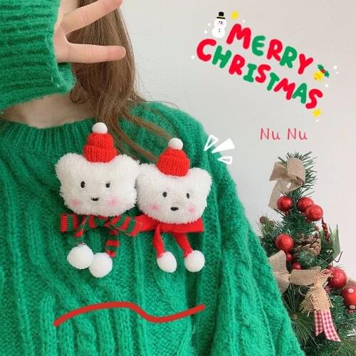 New Merry Christmas Plush Bear Brooches Badge Diy Brooch Fashion Women Party Jewelry Christmas Couple Gifts Accessories