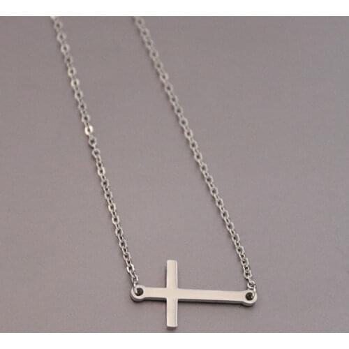 1pc Simple Cross Stainless Steel Necklace Couples Family Pendants Necklaces Women Men Kids Fashion Jewelry