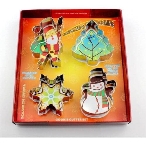 Cookie Cutter Stainless Steel Snowman Christmas tree Snowflake Santa Claus Shape DIY Cookie Tools Biscuit Baking Pastry Molds