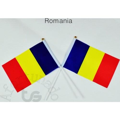 Romania 14*21cm 10pcs flag Banner hand waving National flag Home Decoration flag banner