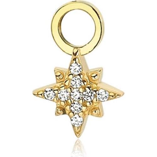 Valori Jewels Mini Cosmic Star, Zirconia White Gemstone, Gold Plated, Sterling Silver Earring Charm