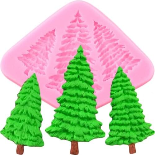 Pine Tree Shape Silicone Mold DIY Cupcake Topper Fondant Molds Cake Decorating Tools Cookie Baking Candy Clay Chocolate Moulds